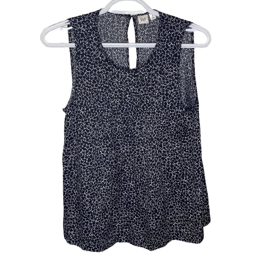Gap black star printed sleeveless drapey top size XS